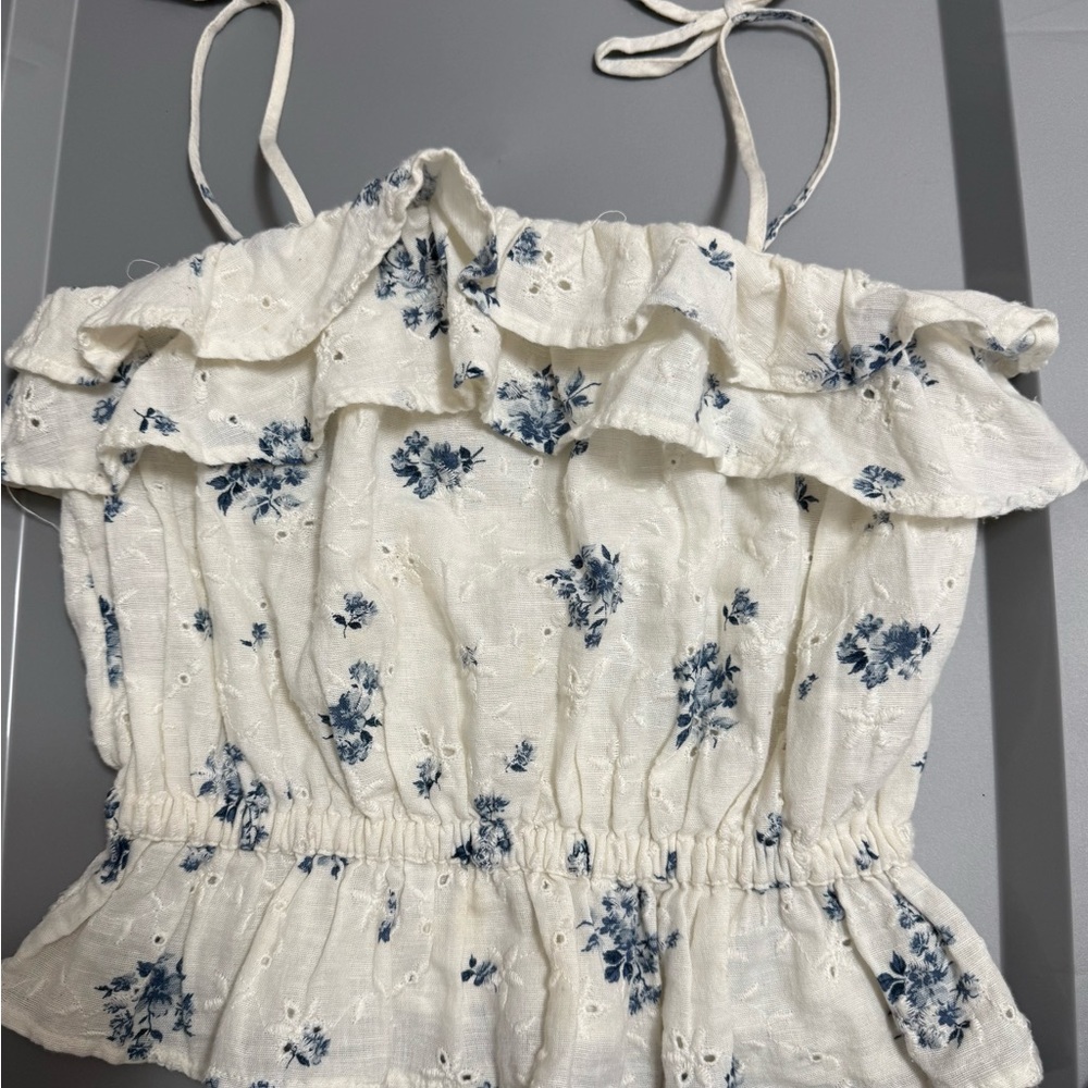 Floral Ruffle Sleeveless Top